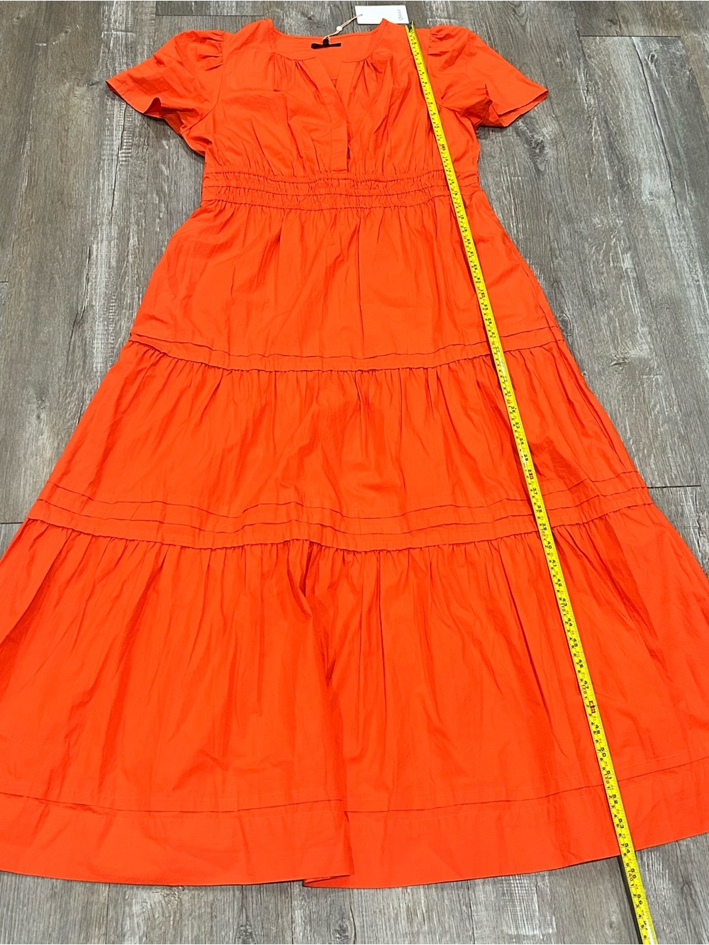 Quince 100% Organic Cotton Poplin Tiered Maxi Dress Vermillon Red L - Picture 12 of 14